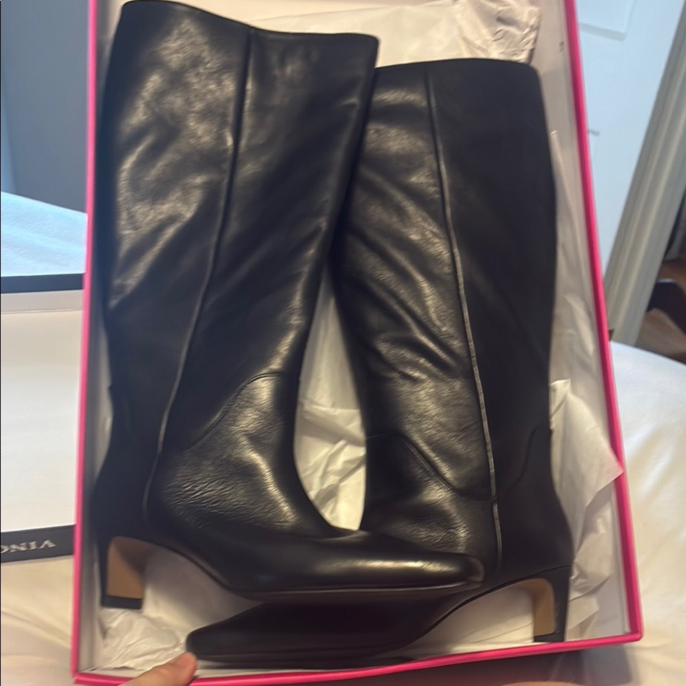 Vince Camuto Black Heeled Avirah Wide Calf Boot